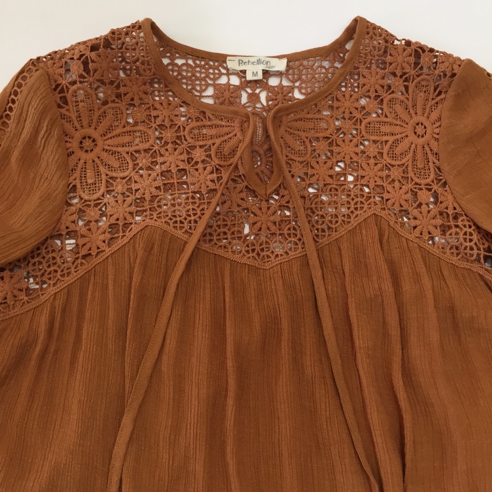 Rebellion Crochet Bohemian Gauze Dress M